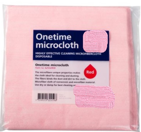 Kvadratisk mikrofiberduk utan sömmar, tillverkad av bondad duk bestående av polyesterfibrer (konstfilament). Duken är inte konfektionerad, har måtten 25 x 25 cm, vikt 57,7 g/m2, är utan beläggning och är avsedd för rengöring. Varan är förpackad i kartong om 72 stycken.