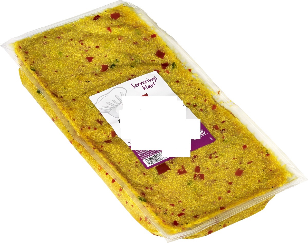 Beredning av spannmål enligt uppgift innehållande kokt quinoa, paprika, rapsolja, purjolök, citronjuice, syltad ingefära, salt, peppar, chilikryddor, surhetsreglerandemedel (mjölksyra, äppelsyra) och konserveringsmedel (natriumbenzoat, kaliumsorbat, askorbinsyra). Produkten har huvudsaklig karaktär som en beredning av spannmål och föreligger i tre plastförpackningar om 1,5 kg per förpackning.
