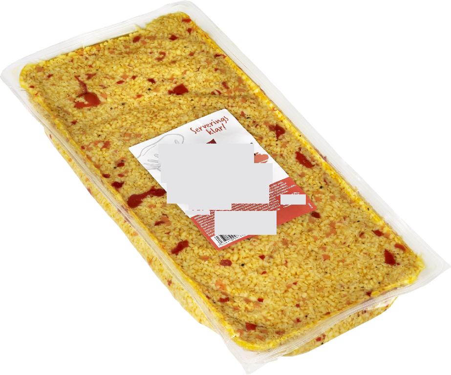 Beredning av spannmål enligt uppgift innehållande kokt bulgur av vete, rapsolja, körsbärspeppar, morot, syltad ingefära, lök- och grönsaksfond med selleri, citronjuice, vit balsamicoättika, vitlök, konserveringsmedel (natriumbenzoat, kaliumsorbat), salt, peppar, modifierad potatisstärkelse och surhetsreglerandemedel (natriumlaktat, äppelsyra). Produkten har huvudsaklig karaktär som en beredning av spannmål och föreligger i tre plastförpackningar om 1,5 kg per förpackning.