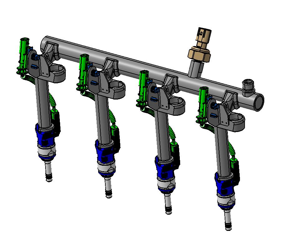 Insprutningskomponent till bensinmotor
Varan är utformad för att distribuera trycksatt, max 22,5 MPa, bränsle (motorbensin) i rätt ögonblick till motorns cylindrar.
Den består av flera delar som inkommer monterade såsom ett gemensamt bränslerör (fuel distribution pipe), en trycksensor, fyra elektromagnetiska insprutningsventiler, fyra adapterkablar och fyra kompressionsfjädrar. Varan är avsedd att monteras på fyrtakts motorer med gnisttändning.