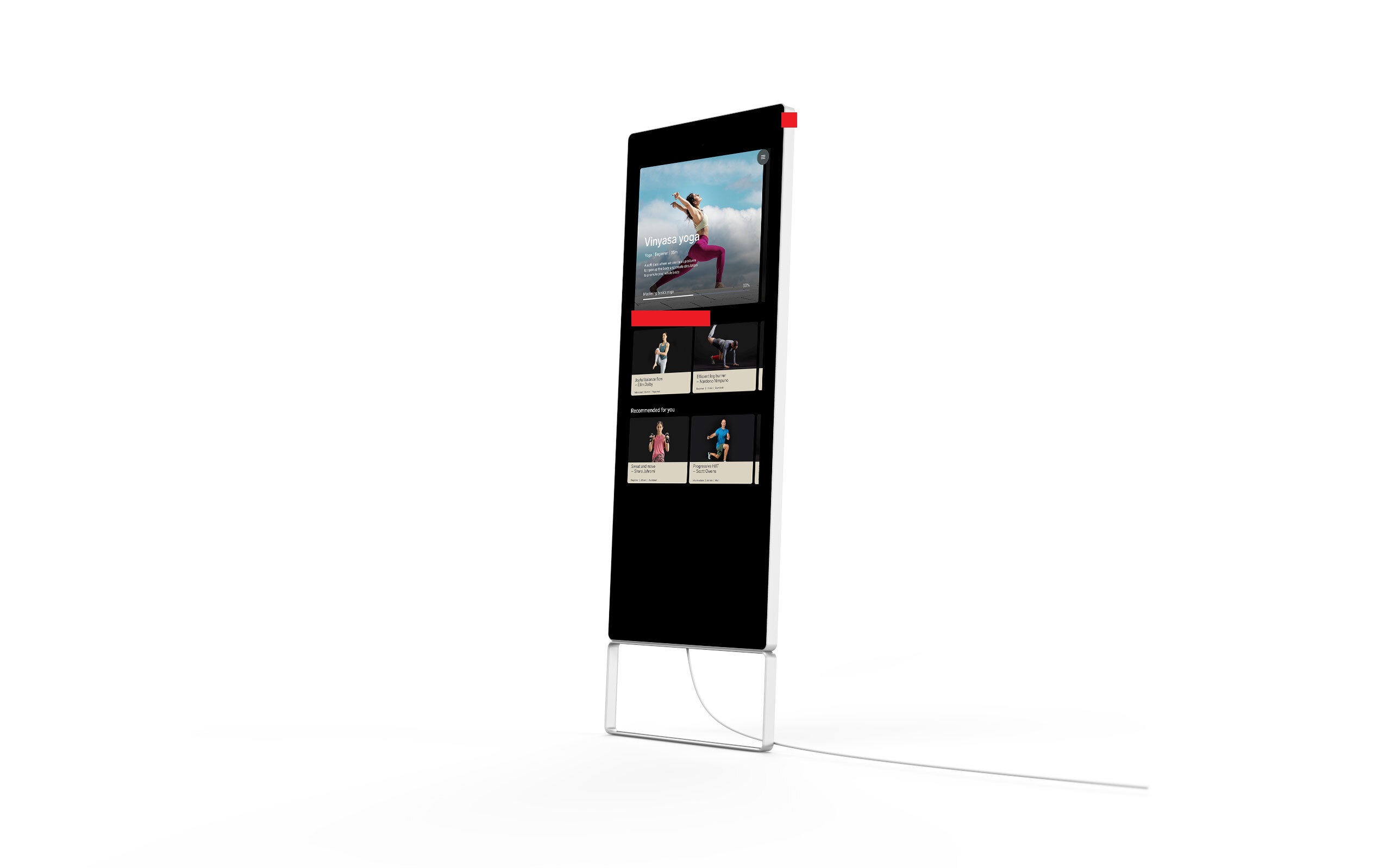 En 43” pekskärmsmonitor av LCD-typ som är försedd med ett spegelglas (halvgenomskinligt). Monitorns mått är enligt uppgift 140 x 59 x 4 cm och den har inbyggd kamera, mikrofon och högtalare. Bildkvoten är 16:9 och upplösningen 1920 x 1080 p. Anslutningar finns i form av Bluetooth 5.0, Wi-Fi, USB-A, USB-C och Ethernet.
Monitorn används för att, genom anslutning till internet, visa förinspelade träningspass eller träningspass som sker i realtid. Då monitorn är avstängd fungerar den som en spegel. När den slås på fungerar den som spegel och monitor i kombination vilket gör att användaren samtidigt kan se både sig själv och en träningsinstruktör (och eventuella andra deltagare) på skärmen. Kamera, mikrofon och högtalare möjliggör interaktion. Monitorn kan användas tillsammans med en mobiltelefonapplikation.
Monitorfunktionen är karaktärsbestämmande. Ej för anslutning direkt till och ej avsedd att användas tillsammans med en maskin för automatisk databehandling enligt nr 8471.

Levereras med väggfäste eller med golvstativ (mått med golvstativ 165 x 59 x 4 cm).