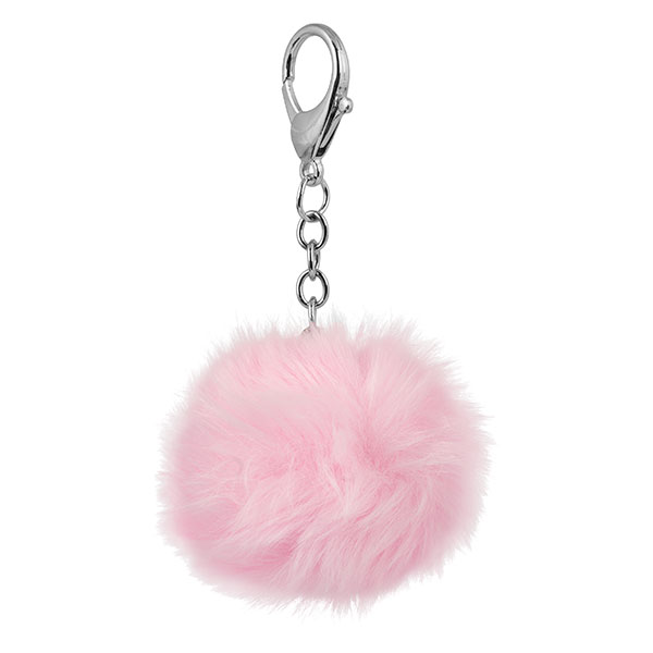 Nyckelring med fluffig boll.
Avsedd för att organisera en eller flera nycklar.
Den består av en karbinhake i zinklegering, för att fästa i nyckeln, samt en fluffig boll av textilmaterial. En metallkedja förbinder haken och bollen.