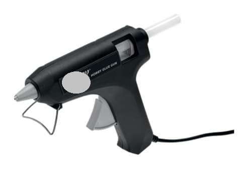 Limpistol med sladd
Avsedd för enklare hobbyapplikationer såsom dekoration och små reparationsarbeten.
Limpistolen har justerbart ställ i metall samt nosskydd i silikon och i övrigt tillverkad av ABS-plast och metall.
Användningen bedöms i huvudsak vara i hushåll.