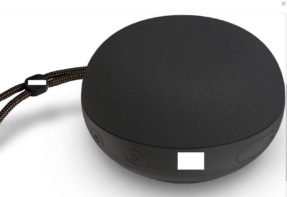 Bärbar högtalare för ljuduppspelning, enligt uppgift innehållande enstaka högtalare i höljet. Ljudsignalen överförs trådlöst via Bluetooth från extern källa (mobiltelefon, surfplatta). Högtalaren har en diameter av 80 mm, är utrustad med av/på-knapp, volymkontroll, Micro USB-uttag för laddning, mikrofon för hantering av handsfree-samtal, samt bärrem.
Varan föreligger i detaljhandelsförpackning tillsammans med laddkabel och bruksmanual.