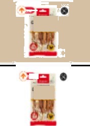 Hundfoder enligt uppgift i form av tuggpinnar (12 cm) i detaljhandelsförpackning om 72 g och 360 g. Tuggpinnarna innehåller kött från kyckling, kollagen, protein, glycerin och salt.