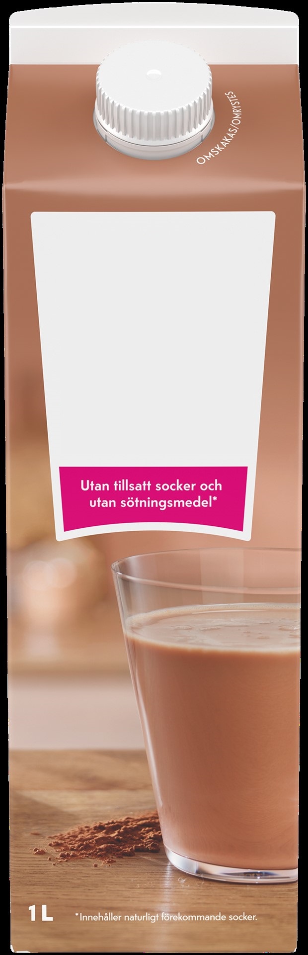 Alkoholfri, drickfärdig dryck med smak av choklad. Drycken föreligger i en detaljhandelsförpackning om 1 l.
Produkten innehåller mjölk, stärkelse, fettreducerad kakao, arom, laktasenzym, stabiliseringsmedel (gellangummi) och vitamin D.