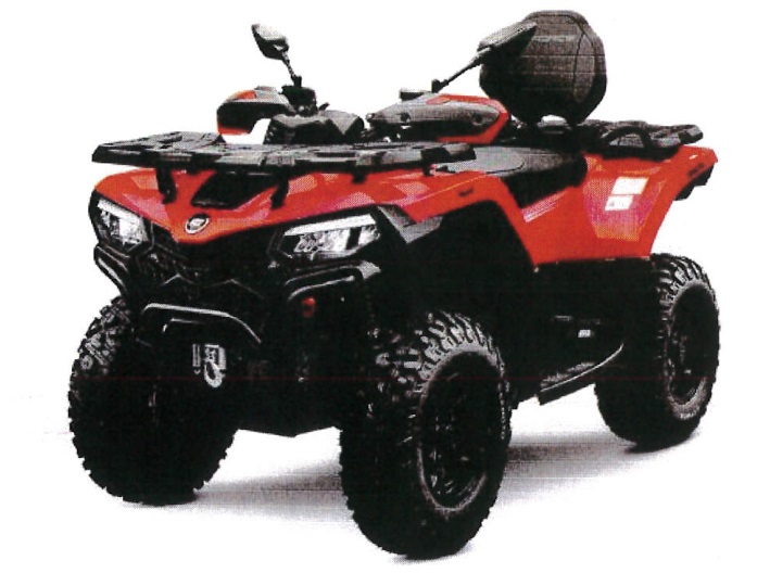 Ett nytt terränggående fyrhjuligt motorfordon (ATV All Terrain Vehicle) med förbränningskolvmotor med gnisttändning, med en cylindervolym av 495 cc, en effekt av 25/25,5 kW och en torrvikt av ca 354/356 kg.
Fordonet har enligt uppgift följande särskilda kännetecken:
 — ett styrsystem av biltyp (Ackermanprincipen) som manövreras med hjälp av ett styre,
 — bromsar på både fram- och bakhjul,
 — en automatisk koppling och en backväxel,
 — en motor som är särskilt avsedd för användning i svår terräng och som ger tillräcklig dragkapacitet på låga varv,
 — kraftöverföring till hjulen med hjälp av axlar,
 — däck med grovt utformade mönster för terrängkörning,
 — en draganordning utformad så att fordonet kan dra eller skjuta åtminstone två gånger fordonets egen torrvikt,
 — en dragkapacitet för ett icke-bromsat släp av ca 802 kg.
 — motorn kan åstadkomma maximal dragkraft med hjälp av en differentialspärr,
 — en fast monterad vinsch lämplig för att dra timmerstockar,
 — mått: 2315/2395/2387 x 1100/1157 x 1390/1400 mm (L X B X H)