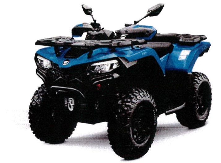 Ett nytt terränggående fyrhjuligt motorfordon (ATV All Terrain Vehicle) med förbränningskolvmotor med gnisttändning, med en cylindervolym av 495 cc, en effekt av 25/25,5 kW och en torrvikt av ca 341/344 kg.
Fordonet har enligt uppgift följande särskilda kännetecken:
 — ett styrsystem av biltyp (Ackermanprincipen) som manövreras med hjälp av ett styre,
 — bromsar på både fram- och bakhjul,
 — en automatisk koppling och en backväxel,
 — en motor som är särskilt avsedd för användning i svår terräng och som ger tillräcklig dragkapacitet på låga varv,
 — kraftöverföring till hjulen med hjälp av axlar,
 — däck med grovt utformade mönster för terrängkörning,
 — en draganordning utformad så att fordonet kan dra eller skjuta åtminstone två gånger fordonets egen torrvikt,
 — en dragkapacitet för ett icke-bromsat släp av ca 802 kg.
 — motorn kan åstadkomma maximal dragkraft med hjälp av en differentialspärr,
 — en fast monterad vinsch lämplig för att dra timmerstockar,
 — mått: 2115/2195/2186 x 1100/1157 x 1190/1210 mm (L X B X H)