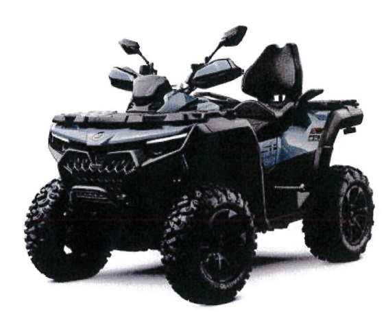 Ett nytt terränggående fyrhjuligt motorfordon (ATV All Terrain Vehicle) med förbränningskolvmotor med gnisttändning, med en cylindervolym av 800 cc, en effekt av 45/44/52,5 kW och en torrvikt av ca 422/456/452 kg.
Fordonet har enligt uppgift följande särskilda kännetecken:
 — ett styrsystem av biltyp (Ackermanprincipen) som manövreras med hjälp av ett styre,
 — bromsar på både fram- och bakhjul,
 — en automatisk koppling och en backväxel,
 — en motor som är särskilt avsedd för användning i svår terräng och som ger tillräcklig dragkapacitet på låga varv,
 — kraftöverföring till hjulen med hjälp av axlar,
 — däck med grovt utformade mönster för terrängkörning,
 — en draganordning utformad så att fordonet kan dra eller skjuta åtminstone två gånger fordonets egen torrvikt,
 — en dragkapacitet för ett icke-bromsat släp av ca 1174 kg.
 — motorn kan åstadkomma maximal dragkraft med hjälp av en differentialspärr,
 — en fast monterad vinsch lämplig för att dra timmerstockar,
 — mått: 2310/2395/2445 x 1264 x 1420/1435-1450 mm (L X B X H)