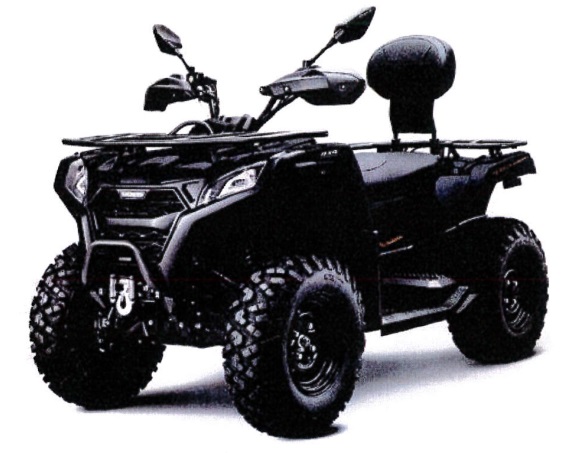 Ett nytt terränggående fyrhjuligt motorfordon (ATV All Terrain Vehicle) med förbränningskolvmotor med gnisttändning, med en cylindervolym av 495cc, en effekt av 25,5kW och en torrvikt av ca 367  kg.
Fordonet har enligt uppgift följande särskilda kännetecken:
 — ett styrsystem av biltyp (Ackermanprincipen) som manövreras med hjälp av ett styre,
 — bromsar på både fram- och bakhjul,
 — en automatisk koppling och en backväxel,
 — en motor som är särskilt avsedd för användning i svår terräng och som ger tillräcklig dragkapacitet på låga varv,
 — kraftöverföring till hjulen med hjälp av axlar,
 — däck med grovt utformade mönster för terrängkörning,
 — en draganordning utformad så att fordonet kan dra eller skjuta åtminstone två gånger fordonets egen torrvikt,
 — en dragkapacitet för ett icke-bromsat släp av ca 807 kg.
 — motorn kan åstadkomma maximal dragkraft med hjälp av en differentialspärr,
 — en fast monterad vinsch lämplig för att dra timmerstockar,
 — mått: 2390 x 1100 x 1435 mm (L X B X H)