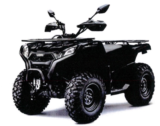 Ett nytt terränggående fyrhjuligt motorfordon (ATV All Terrain Vehicle) med förbränningskolvmotor med gnisttändning, med en cylindervolym av 495cc, en effekt av 25,5kW och en torrvikt av ca 343  kg.
Fordonet har enligt uppgift följande särskilda kännetecken:
 — ett styrsystem av biltyp (Ackermanprincipen) som manövreras med hjälp av ett styre,
 — bromsar på både fram- och bakhjul,
 — en automatisk koppling och en backväxel,
 — en motor som är särskilt avsedd för användning i svår terräng och som ger tillräcklig dragkapacitet på låga varv,
 — kraftöverföring till hjulen med hjälp av axlar,
 — däck med grovt utformade mönster för terrängkörning,
 — en draganordning utformad så att fordonet kan dra eller skjuta åtminstone två gånger fordonets egen torrvikt,
 — en dragkapacitet för ett icke-bromsat släp av ca 706 kg.
 — motorn kan åstadkomma maximal dragkraft med hjälp av en differentialspärr,
 — en fast monterad vinsch lämplig för att dra timmerstockar,
 — mått: 2190 x 1100 x 1200 mm (L X B X H)