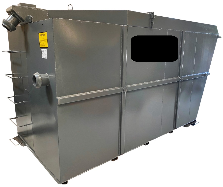 Container för att sedimentera borrkaxs
Varan är för avskiljning av borrkax (rester av berg från bergsborrning) från vatten.
Gjord av stålplåt.
Nettovikt: 2300 kg