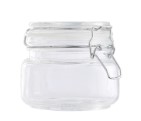 Glasvara i form av en rund återförslutningsbar burk med monterat snäpplock, bygellåsning av oädel metall och löstagbar tätningsring av silikon. Glasburken har en rymd av 0,5 l.
Glasburken är avsedd för förvaring av livsmedel. Varan är inte avsedd att diskas i diskmaskin. Enligt uppgift kan livsmedel med temperatur upp till 60 grader Celsius förvaras i burken.
Burken är enligt uppgift tillverkad av ofärgat, icke härdat soda-limeglas.