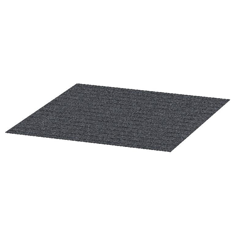 Lådmatta skuren till rektangulär form med mått av 50 x 48 cm (L x B). Lådmattan har raka räfflor i längdriktningen.
Mattan är enligt uppgift avsedd att klippas till önskad storlek samt placeras t.ex. i en låda eller på ett hyllplan för att skydda underlaget och dämpa ljud.
Varan är enligt uppgift tillverkad av bondad duk av stapelfibrer (100 % polyester) och har en vikt av 400 g/m2.
Lådmattan är förpackad i detaljhandelsförpackning.