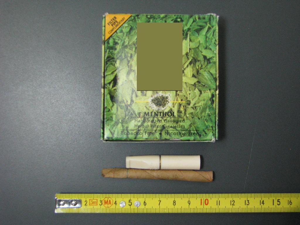 Cigarete, ročno izdelane iz posušenih zelišč, ter aromatizirane z aromo mentola.
Ne vsebujejo niti tobaka niti nikotina.

Pakirane so v kartonsko škatlico po 20 kosov, skupaj z ustnikom iz plastične mase za večkratno uporabo.
