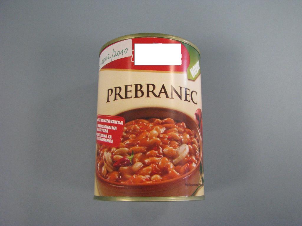 Pripravljena jed iz fižola – prebranec, sestavljena iz mešanice vode, kuhanega fižola (45 mas. %), sušene zelenjave (čebula, korenje, paradižnik), rastlinske maščobe, soli, začimb in drugih dodatkov.

Pred uživanjem jed pogrejemo pri zmerni temperaturi.

Pakirano v pločevinke po 400 g.