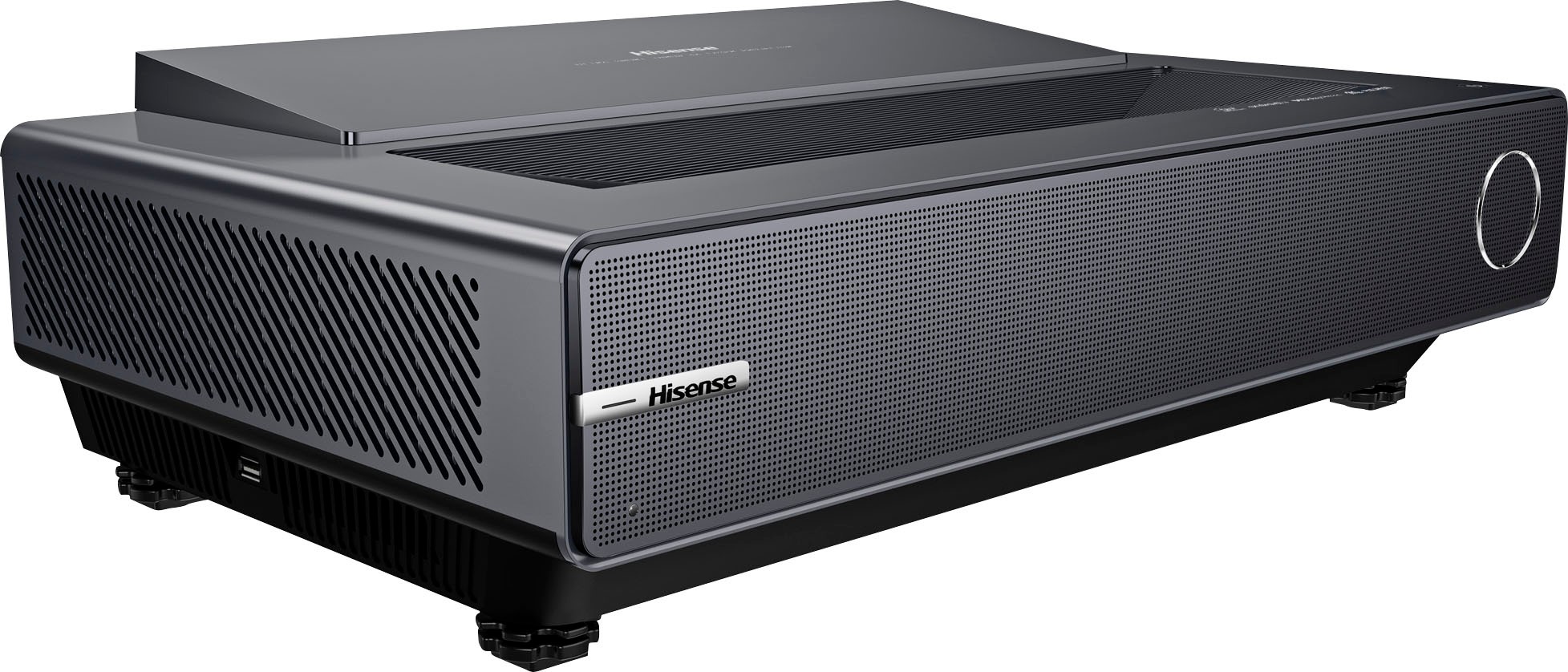 Barvni laserski projektor z vtičnicami HDMI, USB2.0, RJ45, Digital Audio, USB3.0 in Analogni Audio. Krmili se z daljinskim upravljalcem. Z računalnikom se poveže direktno s pomočjo HDMI kabla. Preko vmesnika se lahko poveže z video rekorderjem, set-top boxom, satelitskim sprejemnikom, video kamero, DVD predvajalnikom, pametnimi napravami in avdio ojačevalcem. Vgrajene ima zvočnike z izhodno močjo 2 x 15W in nima vgrajenega TV tunerja. Lahko sprejema signal iz centralne procesne enote naprave za avtomatsko obdelavo podatkov in zagotovi grafično predstavitev obdelanih podatkov. Dimenzije so 520 x 160 x 324 mm. Velikost slike je od 2.3 do 3.3 m.
Uporablja se za predvajanje video in avdio posnetkov, filmov, igranje elektronskih iger ter drugih vsebin.