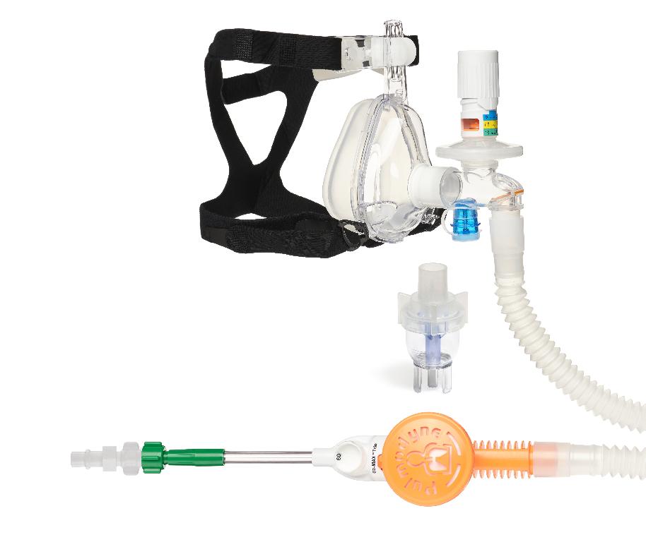 Medicinski pripomoček v obliki kompleta sestavljenega iz:
•	obrazne maske za neinvazivno ventilacijo iz plastične mase, s trakovi, za namestitev na glavo, 
•	nastavljivega tristopenjskega PEEP ventila (5/7.5/10 cm H2O),
•	izhodnega (ekspiratornega) zračnega filtra,
•	razdelilnega priključka s priklopom za nebulizer in enosmernim ventilom,
•	rebraste cevi iz plastične mase s priključki,
•	filtrom za vhodni (inhalacijski) zrak,
•	ventilom za mešanje kisika z zrakom in
•	cevi iz plastične mase s priključkom za priklop na jeklenko s kisikom. 

V kompletu je lahko priložen tudi nebulizer.

Bistveni del kompleta predstavlja obrazna maska.
Uporablja se kot pribor aparata za kisikoterapijo.
Skupaj se sestavijo v sistem za izvajanje kisikoterapije z neprekinjenim pozitivnim tlakom v dihalnih poteh t.i. CPAP (continuous positive airway pressure). 
Izdelek se uporablja izključno z dihalnim aparatom za izvajanje CPAP terapije in ne z napravo za anestezijo.
Komplet je pakiran skupaj nesterilno.