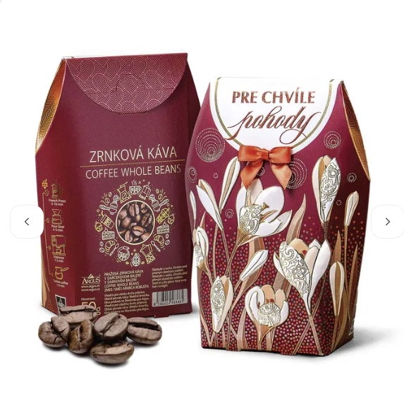 Tovarom je pražená zrnková káva s kofeínom. Celková hmotnosť tovaru je 60g, z toho 50g kávy, zmes Arabica Robusta.
