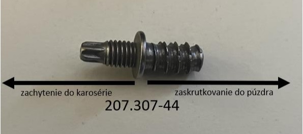 Montážny kolík, ktorý sa používa pri montáži zadných svetiel automobilu a to nasledovným spôsobom: spodná časť upínacieho kolíku je upevnená pomocou závitu zaskrutkovaním do základne (puzdra) zadného svetla a podstatná časť - kotviaci kolík vyčnievajúci zo základne - slúži na uchytenie svetla zaskrutkovaním na karosériu automobilu. Montážny kolík je tvorený dvoma závitovými časťami, alebo skrutkami, ktoré sú predelené prstencom. Spojovacie kolíky slúžia na pripojenie svetla k automobilu, tak ako bolo navrhnuté zákazníkom.