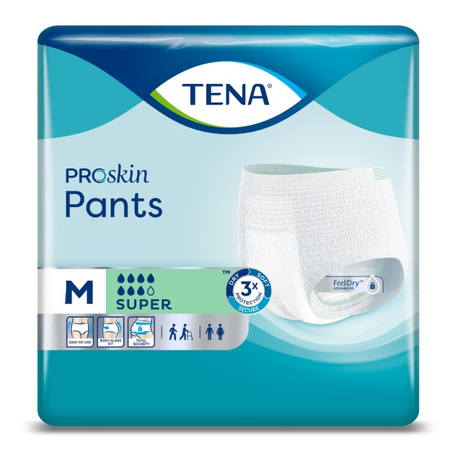 TENA Pants - naťahovacie absorpčné nohavičky na jedno použitie, sú určené na ťažkosti s únikom moču (inkontinencia). Absorpčné nohavičky sú vyrobené z papiera a buničiny s obsahom superbasorbentu. Absorpčné nohavičky pozostávajú z:
- tenkej vrstvy netkanej textílie,
- absorpčného jadra a buničiny s rozptýleným superabsorbentom. 
Sú bielej farby, v hornej (pásovej) časti a v oblasti obopínajúcej stehná sú vybavené elastickými pásmi. Sú určené pre mužov aj pre ženy. Výrobok je dodávaný v plastovom obale s farebným vyobrazením veľkosti, savosti absorpčných nohavičiek a spôsobom ich používania.