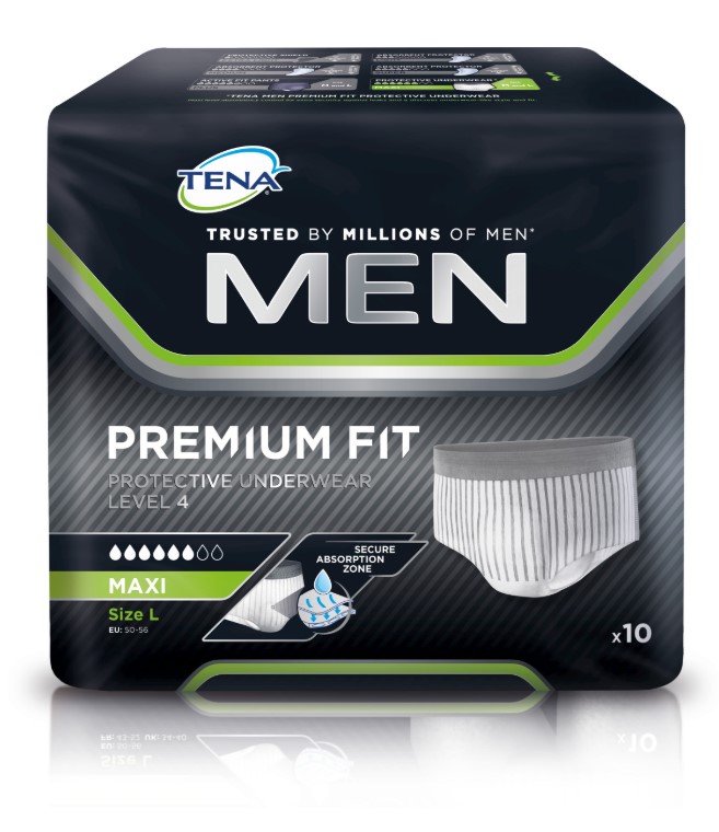 TENA Men Protective Underwear - absorpčné nohavičky na jedno použitie. Sú určené na ťažkosti s únikom moču (inkontinencia). 
Absorpčné nohavičky sú vyrobené z papiera a buničiny s obsahom superabsorbentu. Absorpčné nohavičky pozostávajú z:
- tenkej vrstvy netkanej textílie potlačenej moderným mužským vzorom,
- absorpčného jadra a buničiny s rozptýleným superabsorbentom,
- tenkej vrstvy netkanej textílie. 
Absorpčné nohavičky sú bielej farby, v hornej (pásovej) časti a v oblasti obopínajúcej stehná sú vybavené elastickými pásmi. Sú určené pre mužov. Výrobok je dodávaný v plastovom obale s farebným vyobrazením veľkosti, savosti absorpčných nohavičiek a spôsobom ich používania.