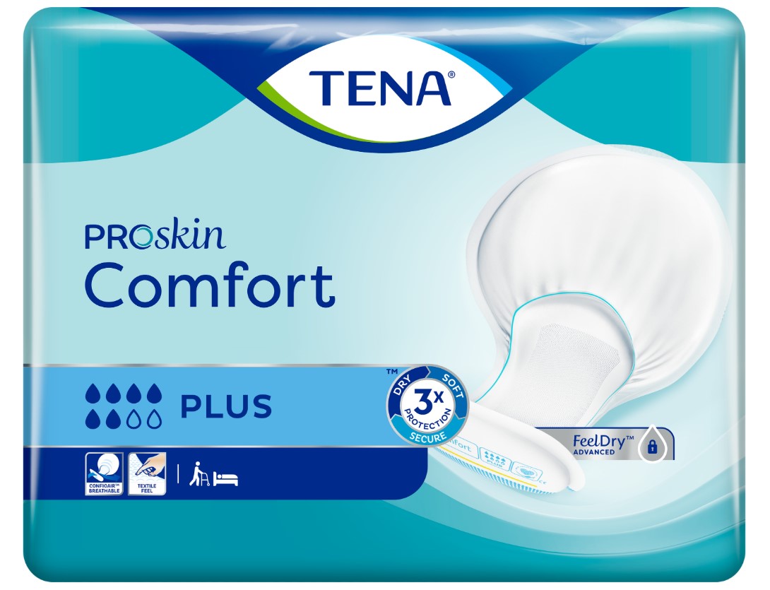 TENA Comfort - vkladacie plienky na jedno použitie, sú určené pre pacientov s ťažkosťami s únikom moču a stolice (inkontinencia). 
Vkladacie plienky pozostávajú z:
- tenkej vrstvy polyetylénovej fólie,
- absorpčného jadra a buničiny s rozptýleným superabsorbentom,
- tenkej vrstvy netkanej textílie.
Vkladacie plienky sú bielej farby a v okrajovej časti sú vybavené elastickými pásmi. Sú určené pre mužov aj ženy. Tovar je dodávaný v plastovom obale s farebným vyobrazením veľkosti, savosti plienok a spôsobom ich používania.
