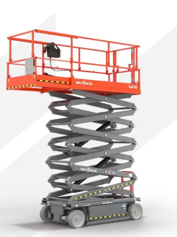 Scissor Lift which is a mobile elevating work platforms.

The scissor lift has a 11.80m raised platform height, 13.80m working height, with a CE Specification 24V DC, universal charger.  

It has solid non-marking grey tyres, 0.91m roll out extension deck, pothole protection and integral control and load sensing system.

The gross vehicle weight is 2970kg, with a platform capacity of 349 kg.