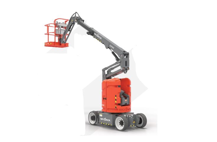 A Boom Lift (MEWP) has a 2 wheel drive
EASYDRIVE directional sensing drive and steer system
355° non-continuous rotation, 
SKYRISER vertical riser
2 section boom
articulating and rotating jib
non-marking solid tyres
0.76m x 1.17m steel platform with modular rails
load sense system 
and SGE secondary guarding
It is used to lift Materials up in the air safely
GVW 5770kg
Platform capacity of 227kg
9.00m raised platform height
11.00m working height
6.26m horizontal reach
3.99m up & over height
CE Specification, 
48V DC, universal charger