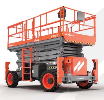 Scissor lift which is a mobile elevating work platforms.

The scissor lift has a 13.11 metre raised platform height, 15.11 metre working height.  It has an axle based 4 x 4 drive with selectable differential  lock, dual 1.52 metre manual decks extensions, and solid black tyres.  It also  has a Deutz Stage V diesel engine without DPF, independent/auto outriggers, and integral control and load sensing system,.

Gross vehicle gross vehicle weight GVW 7081kg, with a platform capacity of 907 kg.
Scissor lift which is a mobile elevating work platforms.