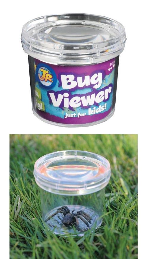 A large bug viewer that is a jar that can be used for children to collect bugs and look at them through the magnifying lid.
The easy-to-use bug viewing jar has a 3x magnification Magnifying lid with air-holes and measuring grid Bug viewer that measures 7.5cm
made from plastic
Retail label